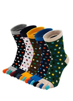 Toe Socks Mens Five Finger Socks Cotton Sports Running Socks, Athlete Crew Socks with Toe for Men, 5 Pairs