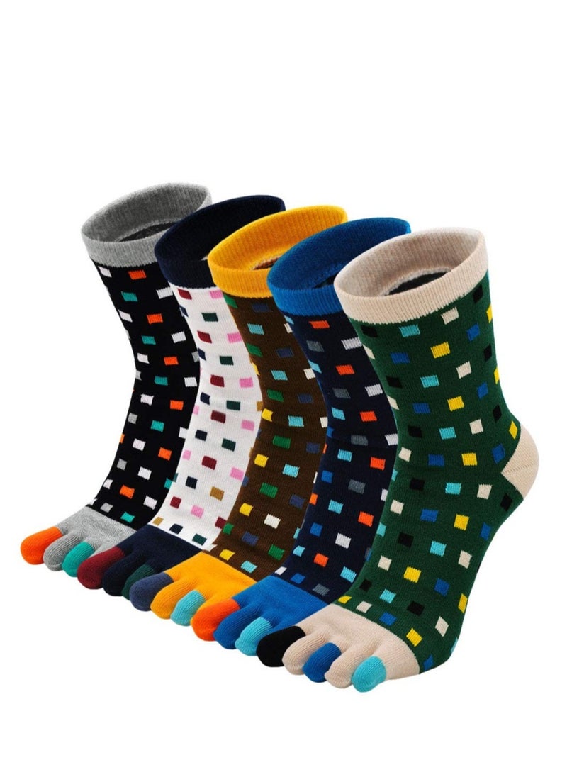 SYOSI - Toe Socks Mens Five Finger Socks Cotton Sports Running Socks, Athlete Crew Socks with Toe for Men, 5 Pairs - Image 1