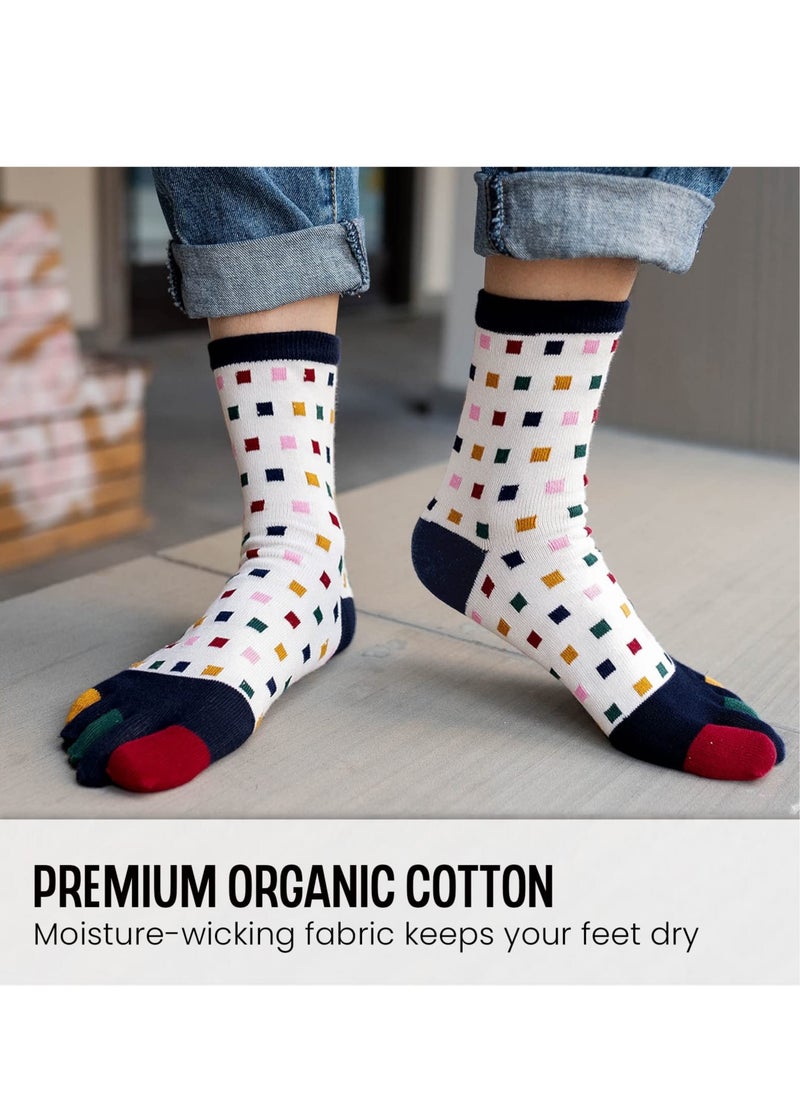 SYOSI - Toe Socks Mens Five Finger Socks Cotton Sports Running Socks, Athlete Crew Socks with Toe for Men, 5 Pairs - Image 1