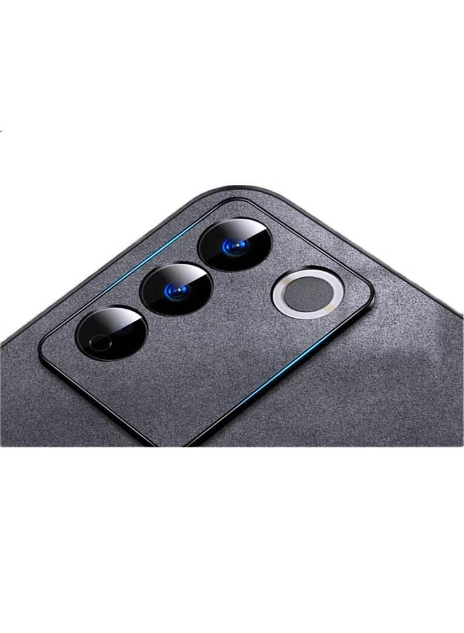 Shangsu, Suitable For Vivos16E Phone Case, Vivo S16E Protective Cover, Shockproof, Full Lens Protection, Soft Shell, Simple Luxury, Lambskin Silicone Outer Case, For Women And Men, Leather Case, Black - Image 2
