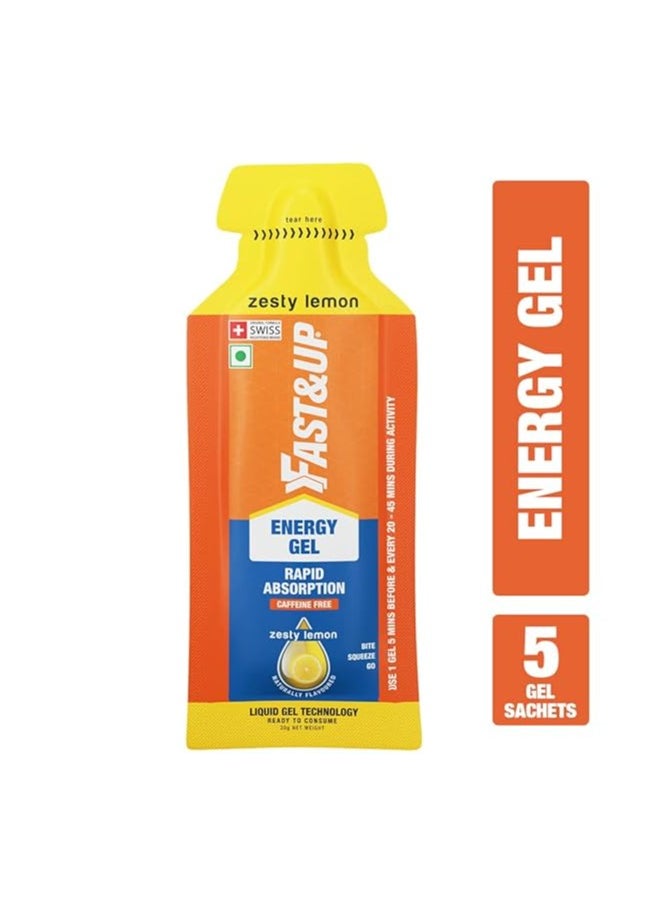 FAST&UP FAST&UP ENERGY GELS - INSTANT ENERGY + CAFFEINE (pack of 5) - zesty lemon flavour  - Image 2
