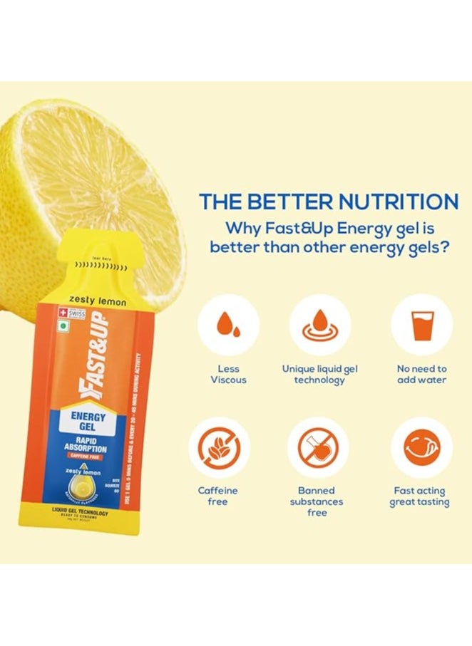 FAST&UP FAST&UP ENERGY GELS - INSTANT ENERGY + CAFFEINE (pack of 5) - zesty lemon flavour  - Image 3