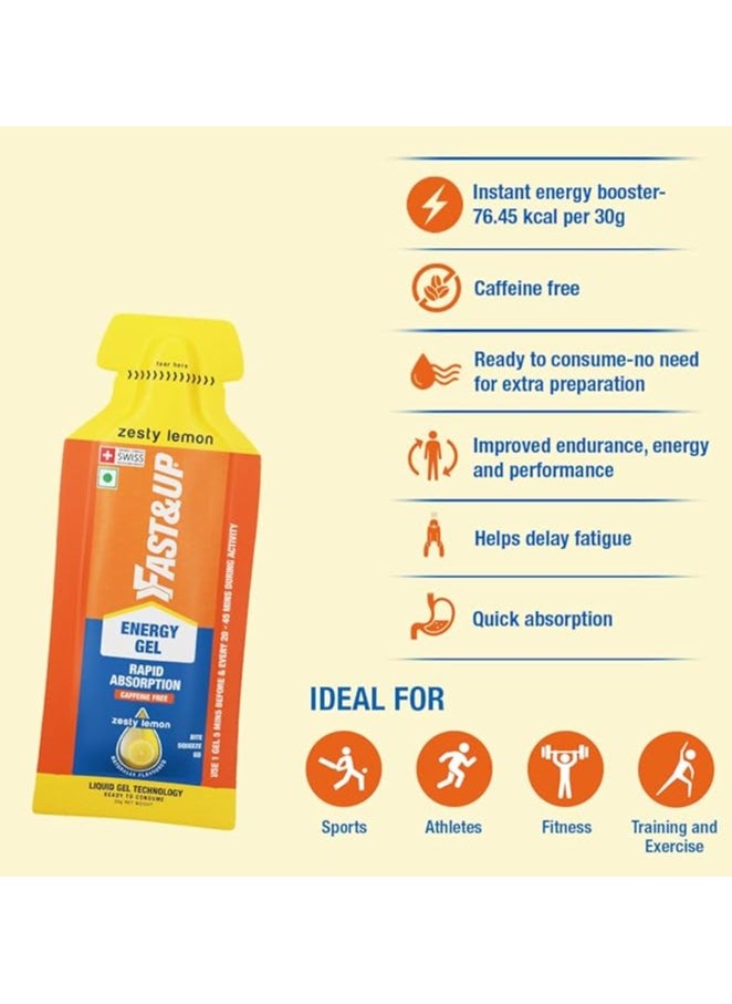 FAST&UP FAST&UP ENERGY GELS - INSTANT ENERGY + CAFFEINE (pack of 5) - zesty lemon flavour  - Image 4