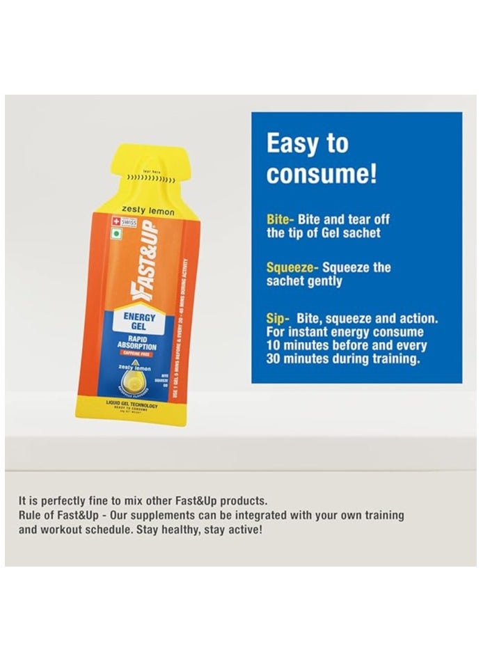 FAST&UP FAST&UP ENERGY GELS - INSTANT ENERGY + CAFFEINE (pack of 5) - zesty lemon flavour  - Image 5