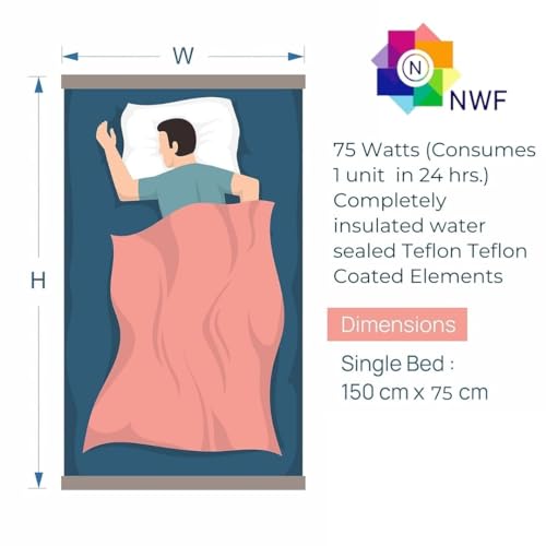 NWF Electric Bed Warmer | Heated Bed Sheet for Winter | Dual Safety & Overheat Protection | Electric Under Blanket for Cozy Warm Sleep | Random Colour | Single Bed Size (30 x 60 Inch) - Image 5