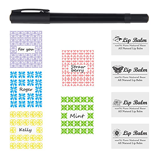 Kare Kind Labels for Lip Balm Tubes - Value Pack of 400 Stickers - 200 Writable & 200 Printed - Self Adhesive - Fineliner Pen Included - Image 1