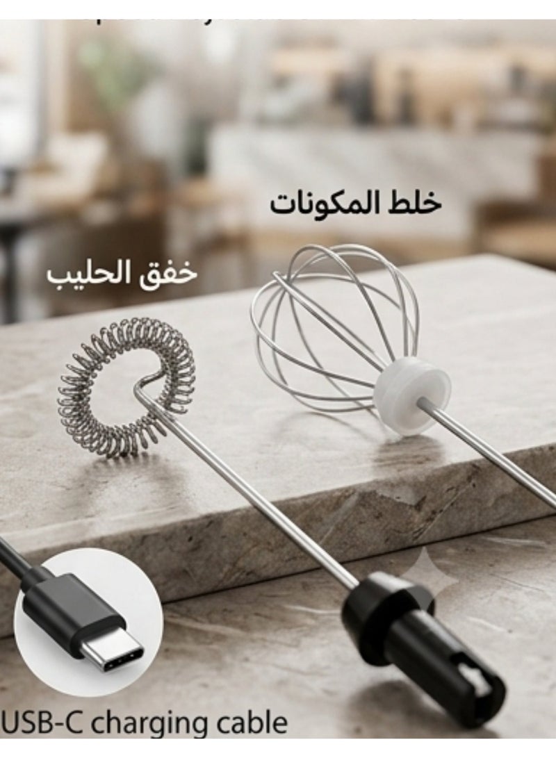 مضرب حليب ومشروبات كهربائي قابل للشحن USB | تحكم باللمس | صانع رغوة للكابتشينو واللاتيه والشوكولاتة الساخنة والميلك شيك وخفق البيض | محمول - Image 2