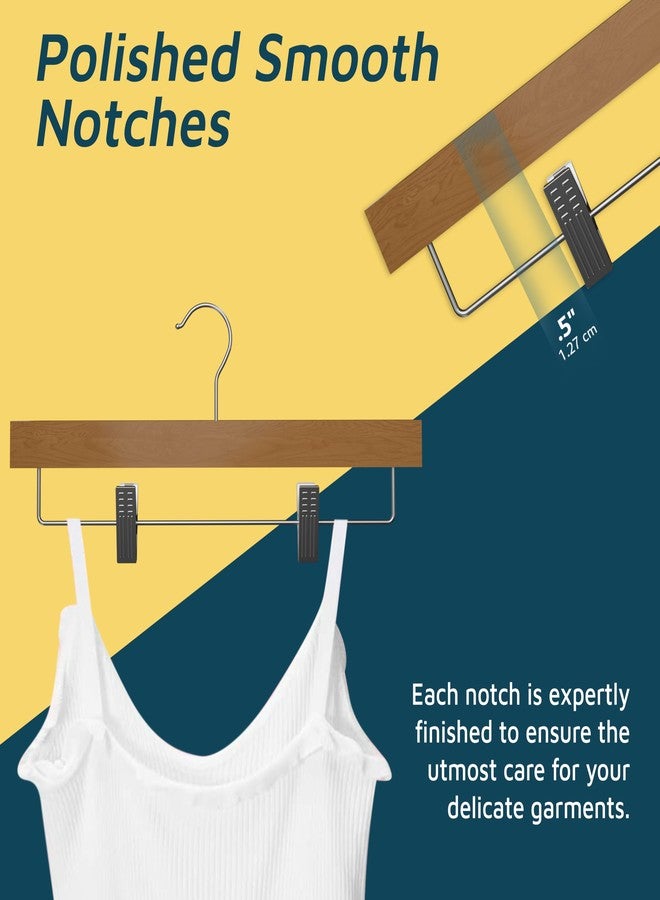 لايف ماستر مجموعة من 10 علاقات بنطلونات خشبية بلون طبيعي، مصنوعة من خشب اللوتس، مزودة بمشابك قابلة للتعديل مانعة للانزلاق، تتحمل وزنًا يصل إلى 10 أرطال، مزودة بخطاف دوار 360 درجة، تصميم نحيف موفر للمساحة، مناسبة للبنطلونات والجينز والتنانير. - Image 5