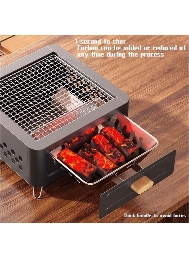 MIXDE Portable Square Charcoal Grill with Removable Charcoal Tub, Smokeless Outdoor BBQ Stove for Picnic, Camping and BBQ Parties  - Image 4