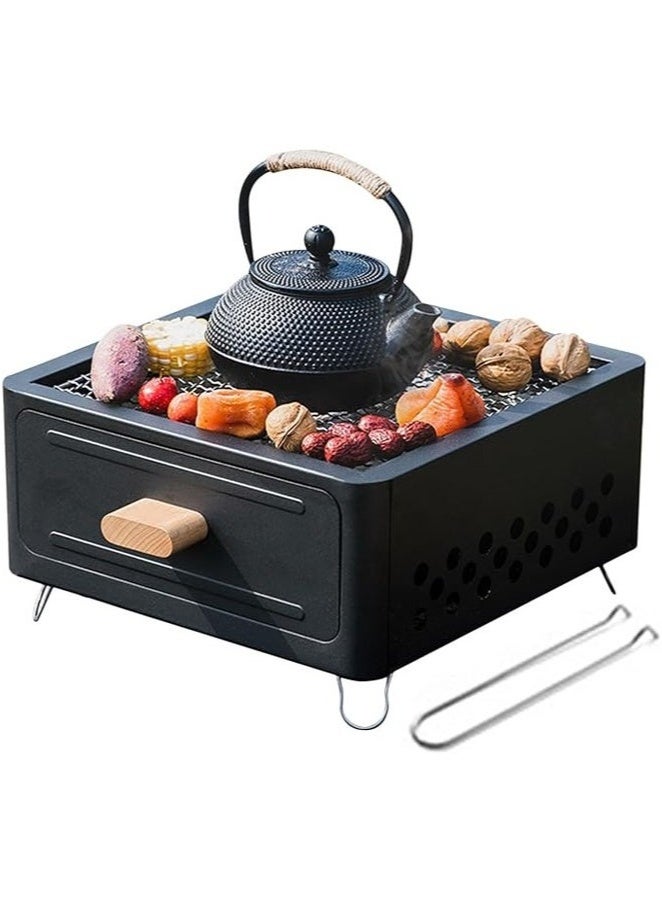 MIXDE Portable Square Charcoal Grill with Removable Charcoal Tub, Smokeless Outdoor BBQ Stove for Picnic, Camping and BBQ Parties  - Image 1