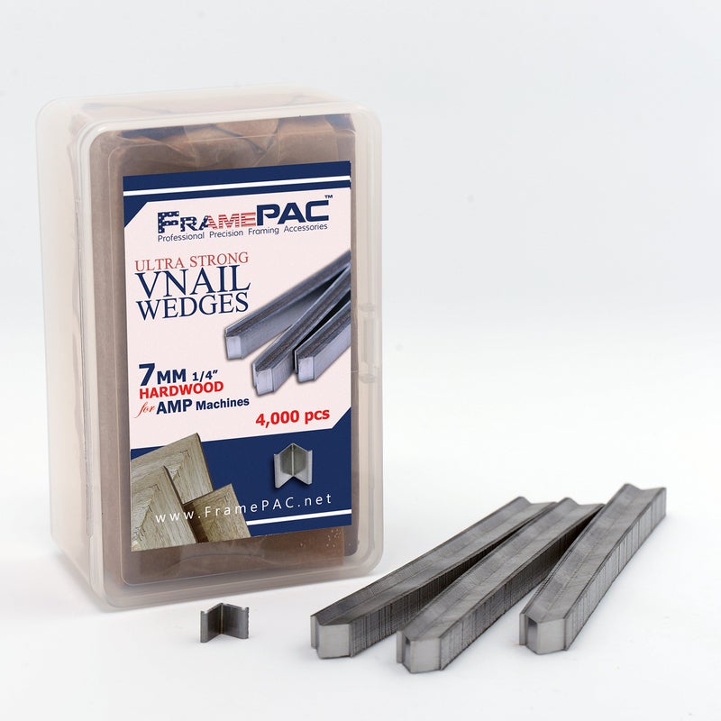 FramePac V Nails for Picture Frames Hardwood (AMP) 7mm (1/4 Inch) [4000 V-Nail Pack  Stacked] - (for use in Automatic V Nailer for Picture Framing  Automatic V Nailer for Picture Frames) - Image 1