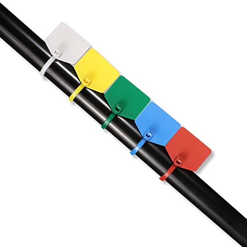 6COM Waterproof Shipping Tags, Multi-Color Self Locking Nylon Writable Marker Ties Luggage Identification Tags, Plastic Straps Label Mark Tag, Seal Tags Zip Tie for Labeling 100pcs - Image 5