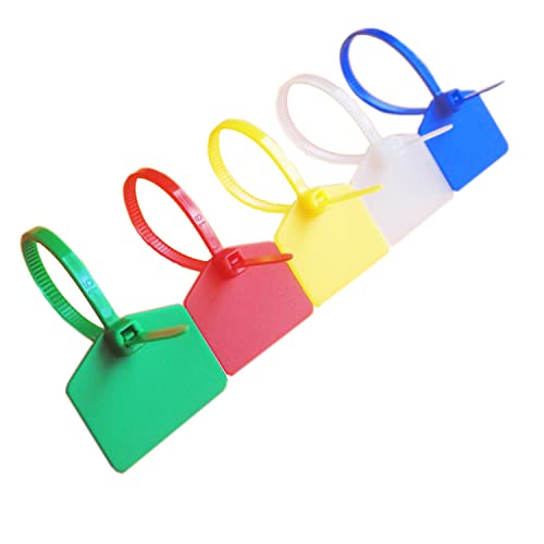 6COM Waterproof Shipping Tags, Multi-Color Self Locking Nylon Writable Marker Ties Luggage Identification Tags, Plastic Straps Label Mark Tag, Seal Tags Zip Tie for Labeling 100pcs - Image 1