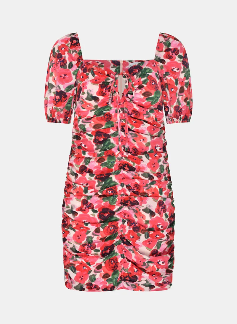 Needs No Label  Pink Rose Ruched Detail Mini Dress for Women | Best Price UAE