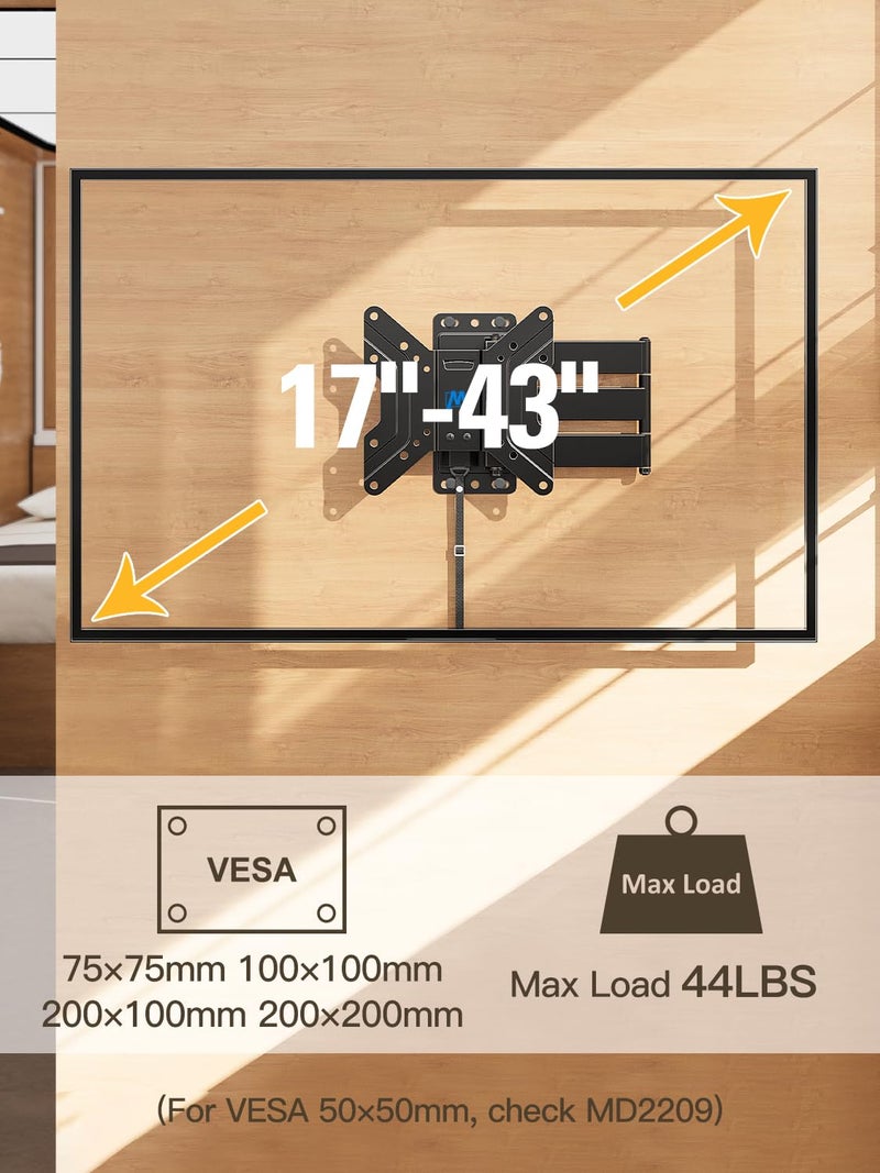Mounting Dream UL Listed Lockable RV TV Mount for Most 17-43 inch TV, RV Mount for Camper Trailer Motor Home Boat Truck, Full Motion Unique One Step Lock RV TV Wall Mount, VESA 200mm, 44 lbs, MD2210 - Image 2