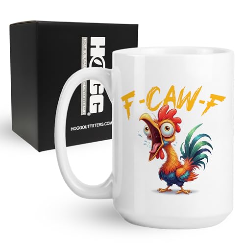 Hogg F-Caw-F Mug, 15 oz Ceramic Hidden Message Coffee Cup, F-Caw-F, F Caw F Mug, Funny Coffee Cups, Fcawf, Sassy Chicken, Adult White Elephant Christmas Gifts, Funny Birthday Gifts for Women - Image 1