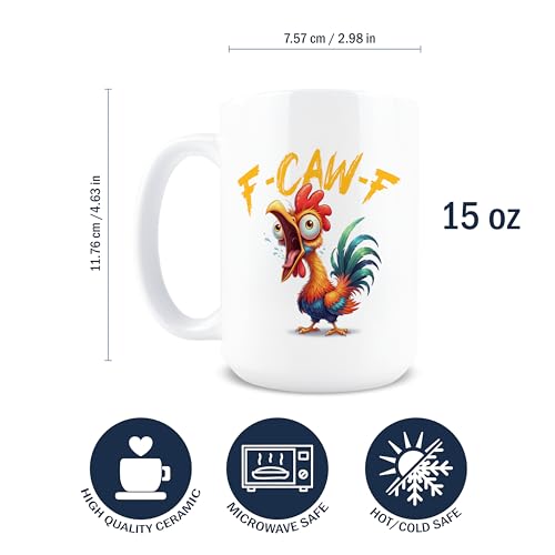 Hogg F-Caw-F Mug, 15 oz Ceramic Hidden Message Coffee Cup, F-Caw-F, F Caw F Mug, Funny Coffee Cups, Fcawf, Sassy Chicken, Adult White Elephant Christmas Gifts, Funny Birthday Gifts for Women - Image 2