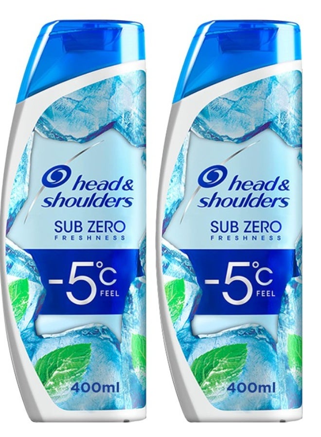 Head & Shoulders Sub-Zero Freshness Anti-Dandruff Shampoo for All Hair Types, 2 x 400ml