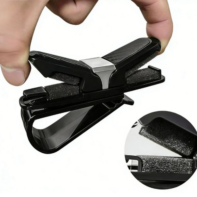 Black Silvery Car Sun Visor Glasses Holder 180 Degree Rotatable Eyewear Clip - Image 4