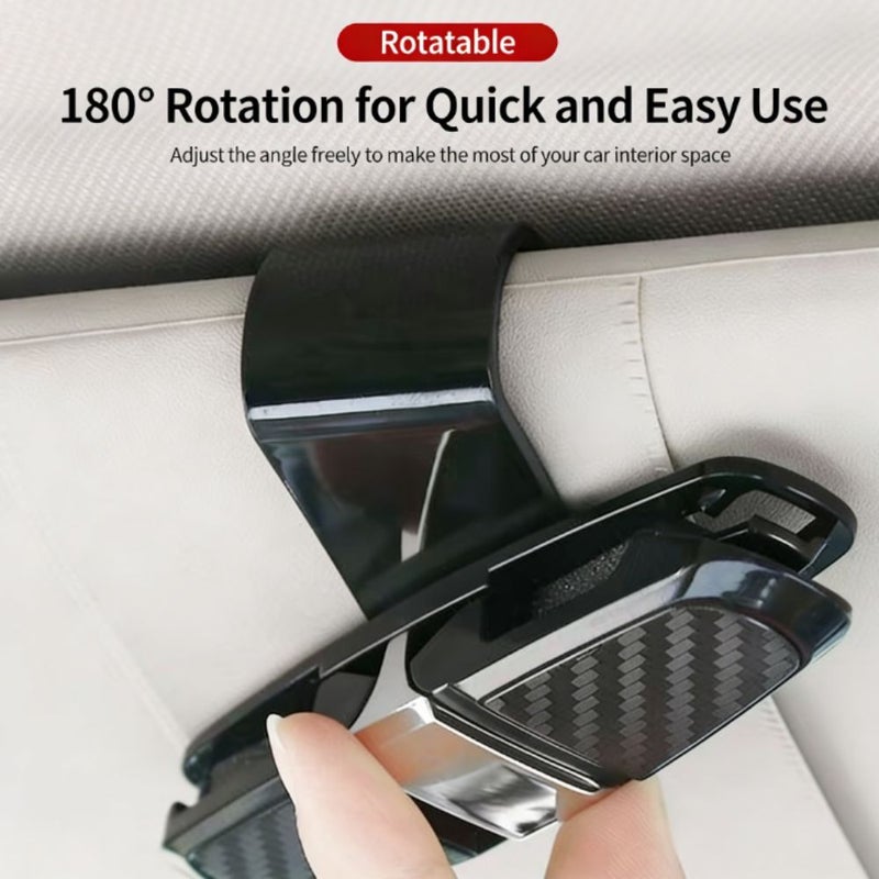 Black Silvery Car Sun Visor Glasses Holder 180 Degree Rotatable Eyewear Clip - Image 3