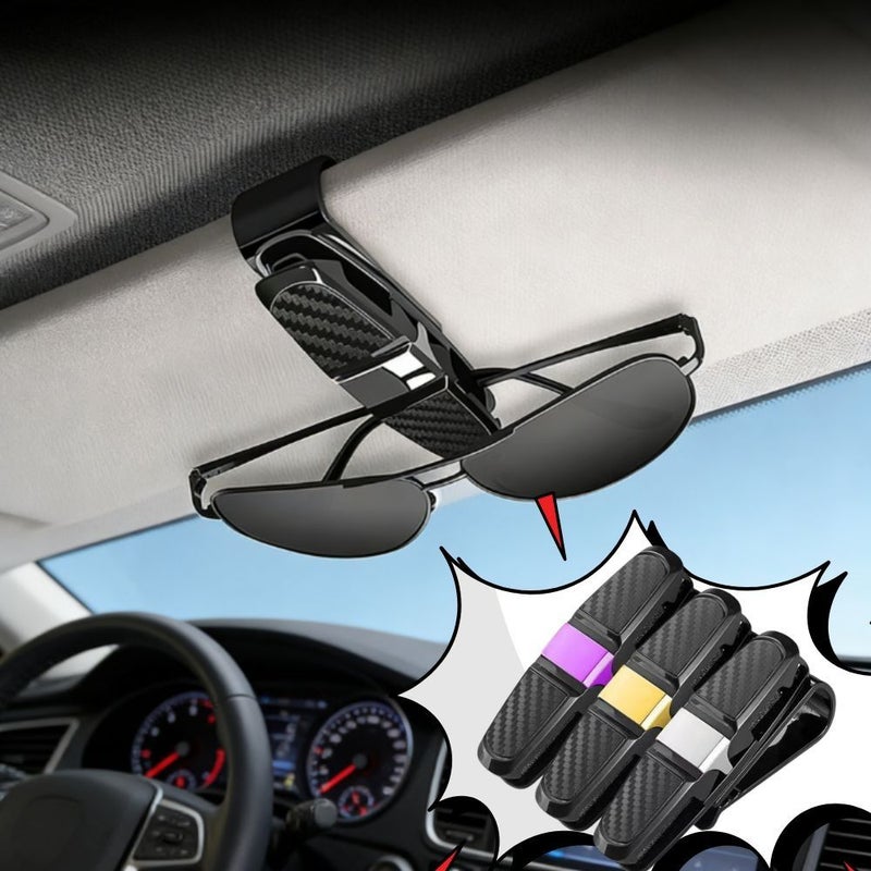 Black Silvery Car Sun Visor Glasses Holder 180 Degree Rotatable Eyewear Clip - Image 1