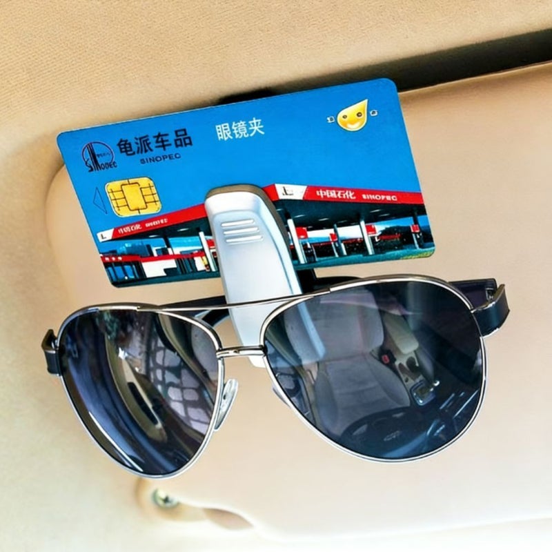 Black Silvery Car Sun Visor Glasses Holder 180 Degree Rotatable Eyewear Clip - Image 2
