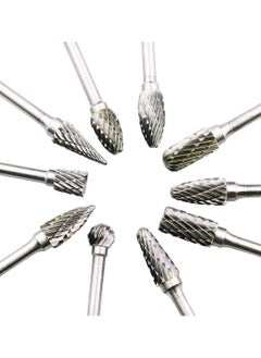 Y&D Aluminum Cutting Bits Carbide Burr Set-10 Pieces For Die Grinder And Wood Tungsten burrs Cutter Rotary Burrs Double Cut Set  - Image 1