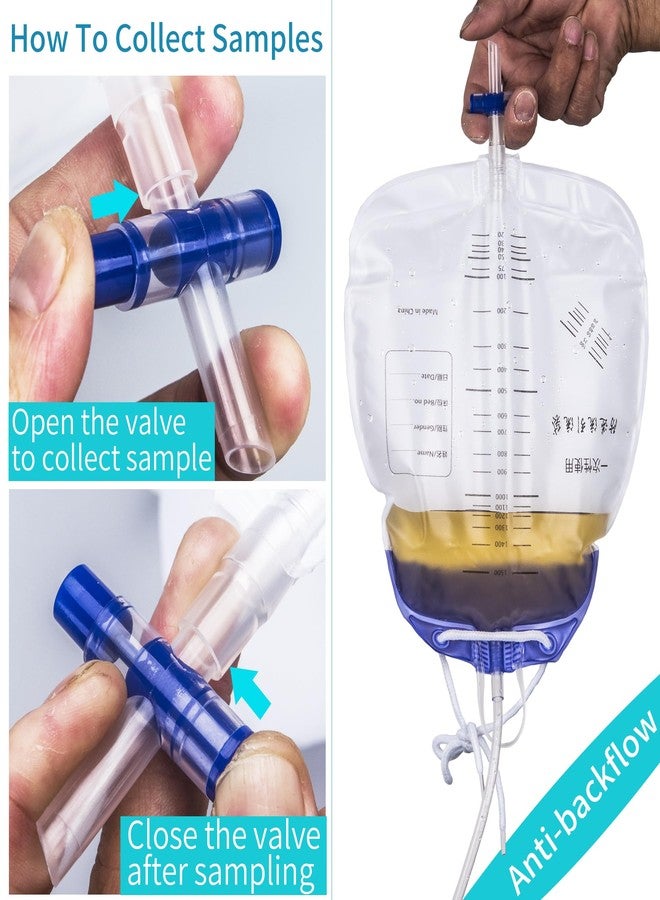 10 Pcs Urine Bags with 48" Tube Drainage, Performance Urinary Drainage Bag with Anti-Reflux Chamber - 1500mL Urine Collection Bag, Urinary Bags with Splash-Resistant Drain Spout, Medical Drain Bags - Image 4