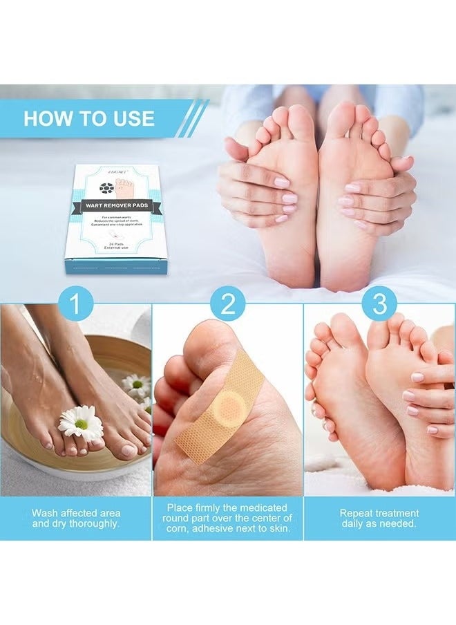 Elaimei - Wart Remover Pads 24pcs, Corns Plaster Powerful Wart Removal Warts on Feet, Toes, and Hands, Self-Adhesive Design Rapid Results Comfortable, Foot Care - Image 1