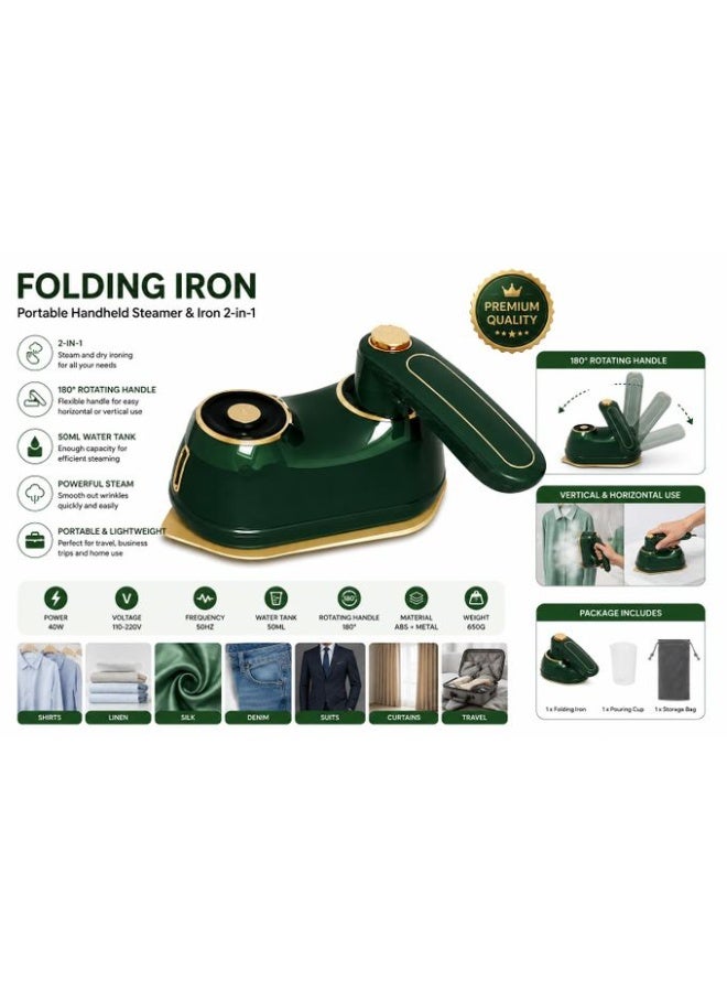 DubaiGallery Mini Steam Iron for Perfectly Smooth Clothes Designed for convenience, this powerful mini iron helps remove stubborn creases with ease. Its compact folding design saves space, while the built-in water capacity makes steaming clothes simple and efficient. - Image 5
