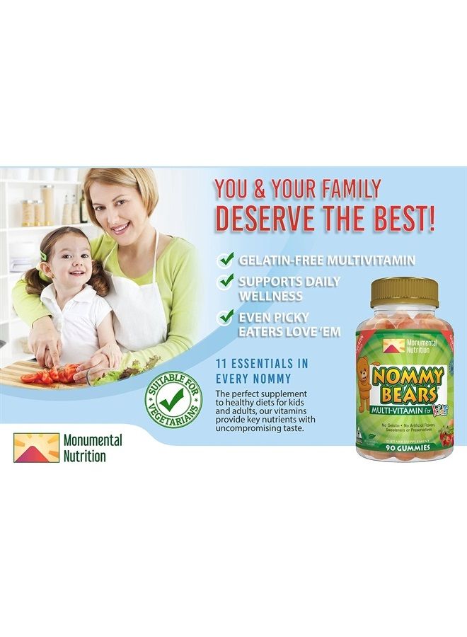 NOMMY BEARS MULTIVITAMIN Gelatin-Free Gummies: for Kids, Children, Teens, Nom Nom Yummy, 3 Delicious Flavors, 11 Essentials, Gluten-Free, Halal Certified, Mommy Approved, Bear Shapes, Vegetarian - Image 5