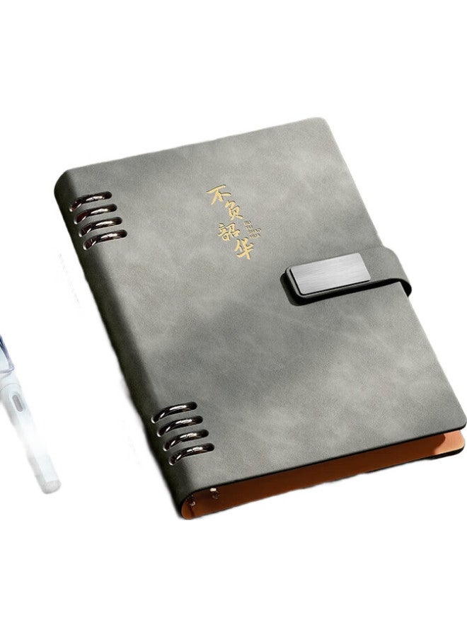 Ujia [Lowest Price Online] Ujia Loose-Leaf Notebook, Stationery, Business Office Notepad, Thick Removable Cover, Meeting Record Book, High-Quality Diary, Customizable, Gray - Image 2