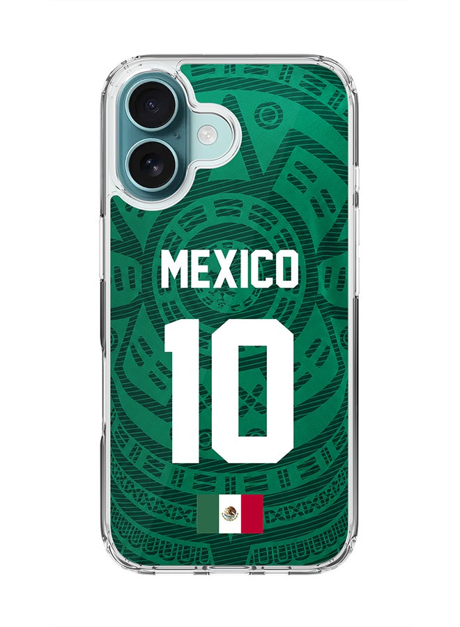 Stylizedd Classic Clear Magnetic Case for Apple iPhone 16 , Hybrid Soft Case Flexible Edges Anti Drop TPU PC Gel Thin Transparent Cover [ Designed for Apple iPhone 16 ] - Football Team Mexico World Cup 2026 - Image 1