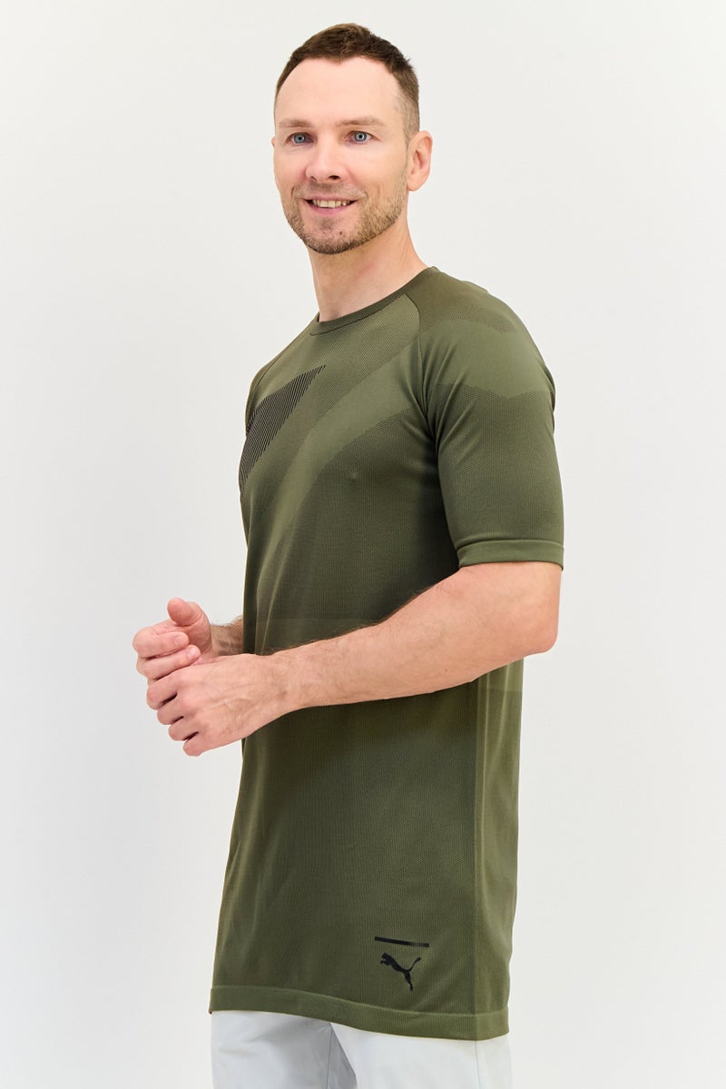 PUMA تي شيرت رياضي للرجال بأكمام قصيرة، خارجي، زيتوني داكن - Image 4