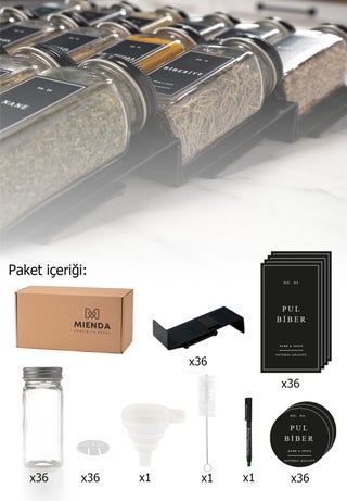 36 Piece Black Plexiglass Stand Glass Lid Spice Jar Set with Label Brush Funnel Pen Gift - pzsku/Z8788856D72634F32613BZ/45/_/1741322003/b1fd89e4-9efe-4ce8-8c9f-1d1c685050d2