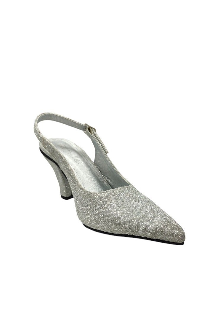 Elegant Silver High-Heel Slingback Shoes - Image 1