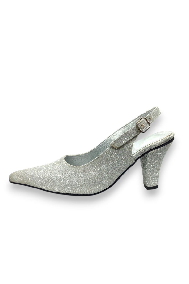 Elegant Silver High-Heel Slingback Shoes - Image 2