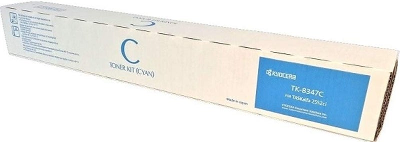 Kyocera 1T02L7CUS0 Model TK8347C Cyan Toner Cartridge For use with KyoceraCopystar CS2552ci CS2553ci TASKalfa 2552ci and 2553ci Color Multifunction Printers - Image 1