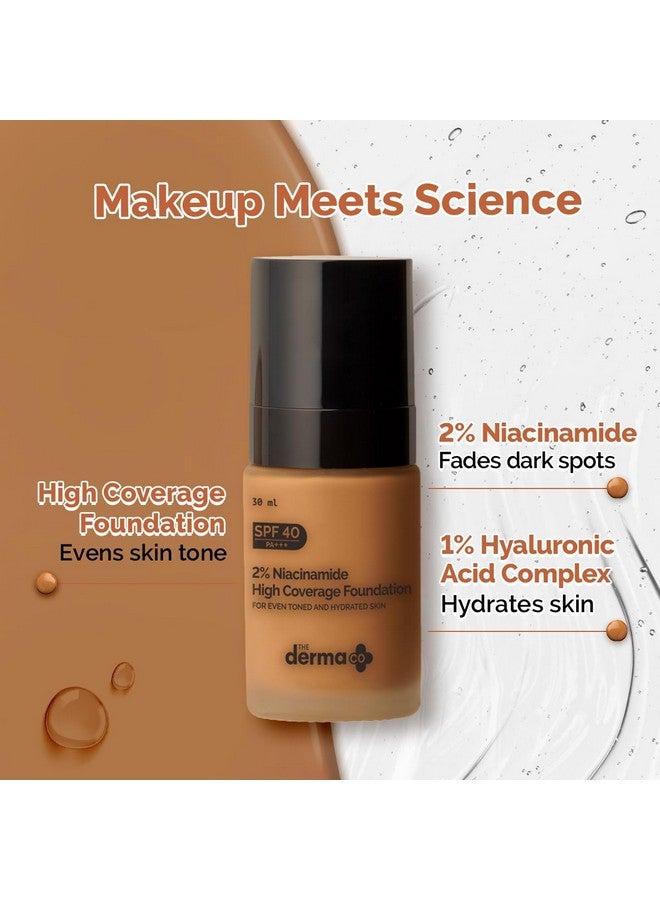 THE derma Co 2% Niacinamide Medium Coverage Matte Liquid Foundation For All Skin Types With 1% Hyaluronic Acid & Spf 40 Pa+++ For 12 Hour Long Stay & Oil Control - 07 Cinnamon, Pack Of 1 - Image 3