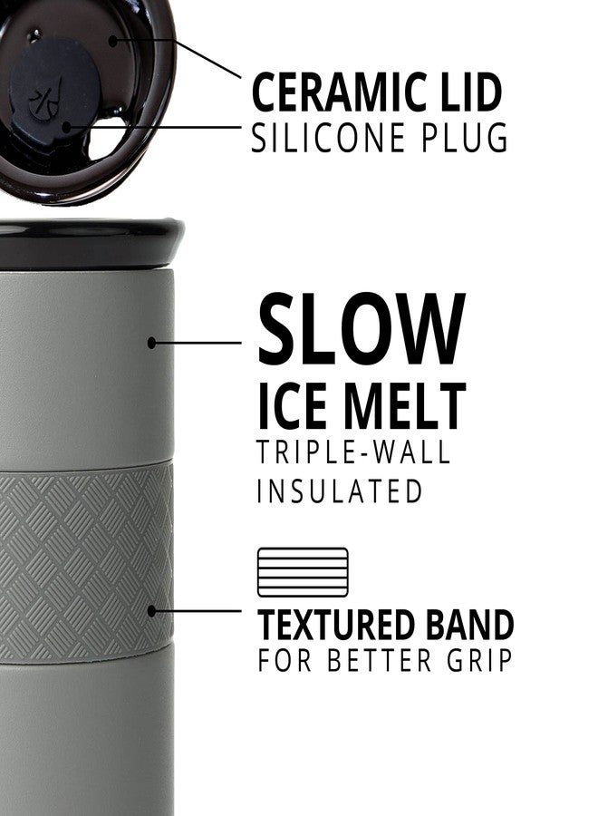 إليمنتال كوب إليمينتال أرتيزان المعزول، كوب قهوة ثلاثي الجدران للسفر، كوب قهوة قابل لإعادة الاستخدام من الفولاذ المقاوم للصدأ مع غطاء سيراميك، أكواب قهوة حرارية للمشروبات الساخنة (6 ساعات) والباردة (18 ساعة)، 16 أونصة - جرافيت - Image 3