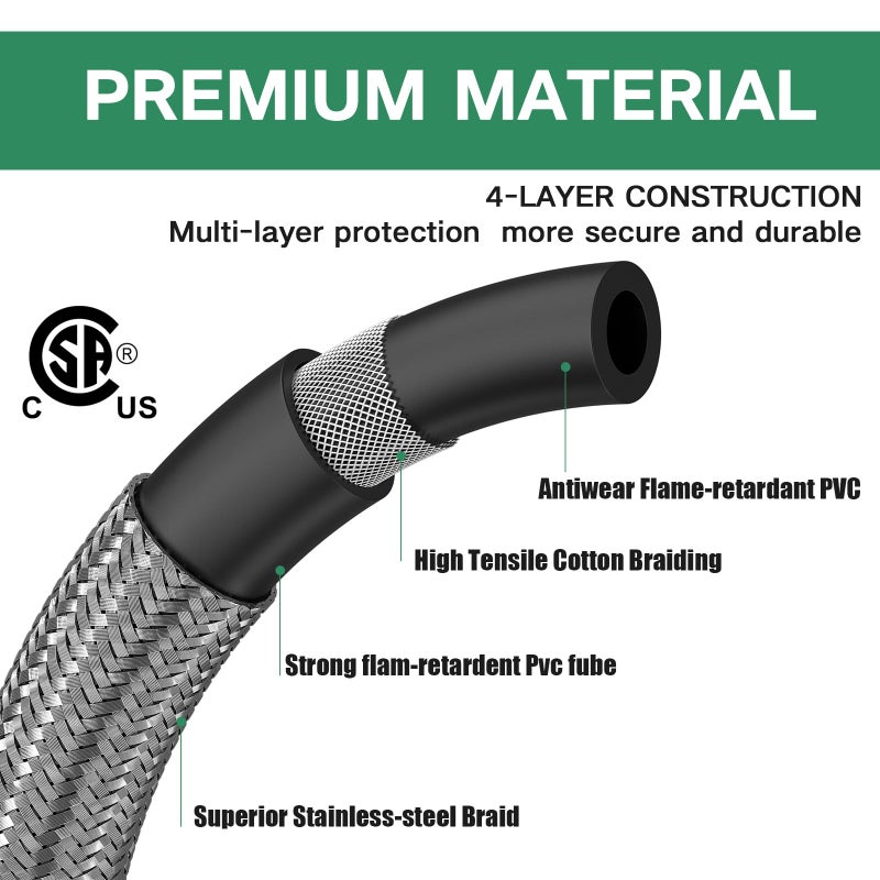 GardenNow Propane Brass 4 Port Tee Kit Propane Brass Tee Adapter Kit 5FT and 12FT Stainless Braided Hoses Allow for Connection Between Auxiliary Propane Cylinder and Propane Appliances for Tank RV Camping - Image 4