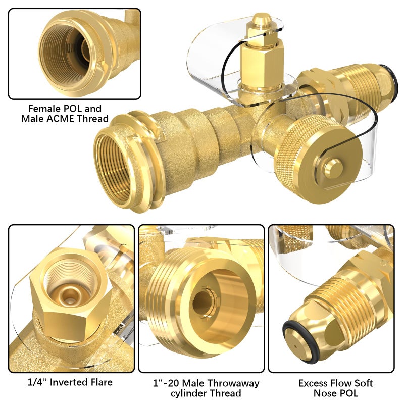 GardenNow Propane Brass 4 Port Tee Kit Propane Brass Tee Adapter Kit 5FT and 12FT Stainless Braided Hoses Allow for Connection Between Auxiliary Propane Cylinder and Propane Appliances for Tank RV Camping - Image 3