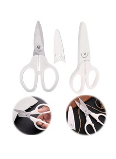 SYOSI Premium 6-Inch White Scissors for Office and Home - Durable Straight-Edged Tool for Sewing, Crafting, and More - Includes Protective Cover - Perfect for School, Office, and Home Use  - Image 1
