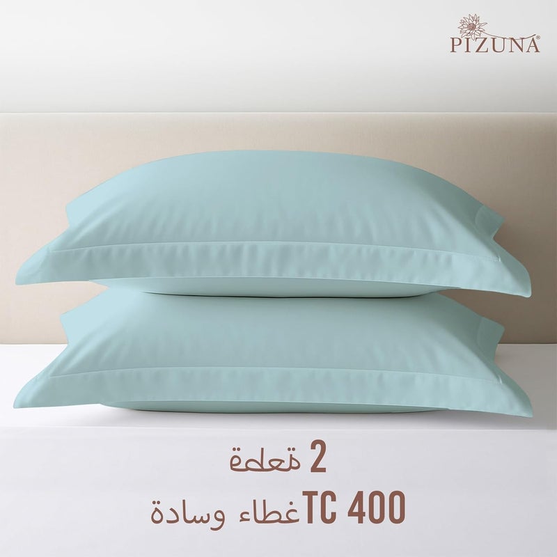 PIZUNA 100% Cotton Oxford Pillow Cases 50 x 75 cm Baby Blue, 400 Thread Count Soft Luxurious Long Staple Cotton Sateen Weave Pillow Cover With 5cm Hem (Soft Pillowcase Baby Blue - 2PC) - Image 3