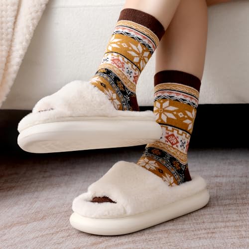 coclothy Winter Socks for Women，5 Pairs Thick & Cozy Thermal Socks - Image 4