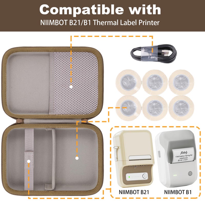 Baval Label Printer Case Compatible with NIIMBOT B21/B21 Pro/B1 Label Maker Thermal Label Printer and 2 inch Label Paper(White Case) - Image 3