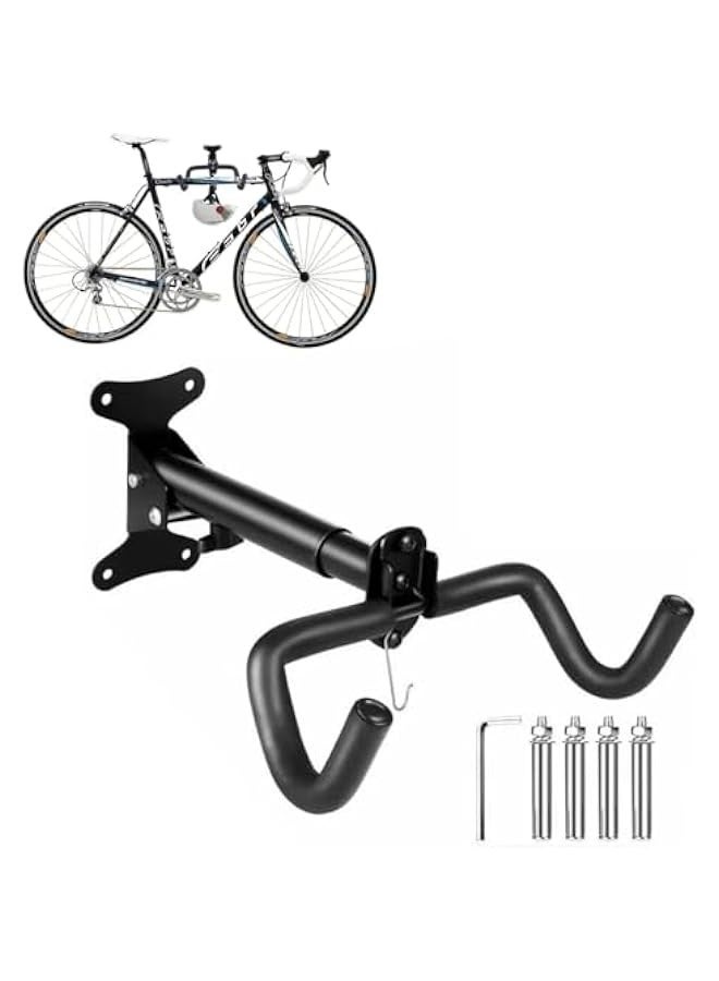 تراسل رف تخزين الدراجة قابل للطي يثبت على الحائط من هوكور، طول وزاوية 360 درجة قابل للتعديل - رف دراجة افقي للمراب والمنزل ودراجات الطرق والدراجات الجبلية والدراجات الهجينة - Image 1