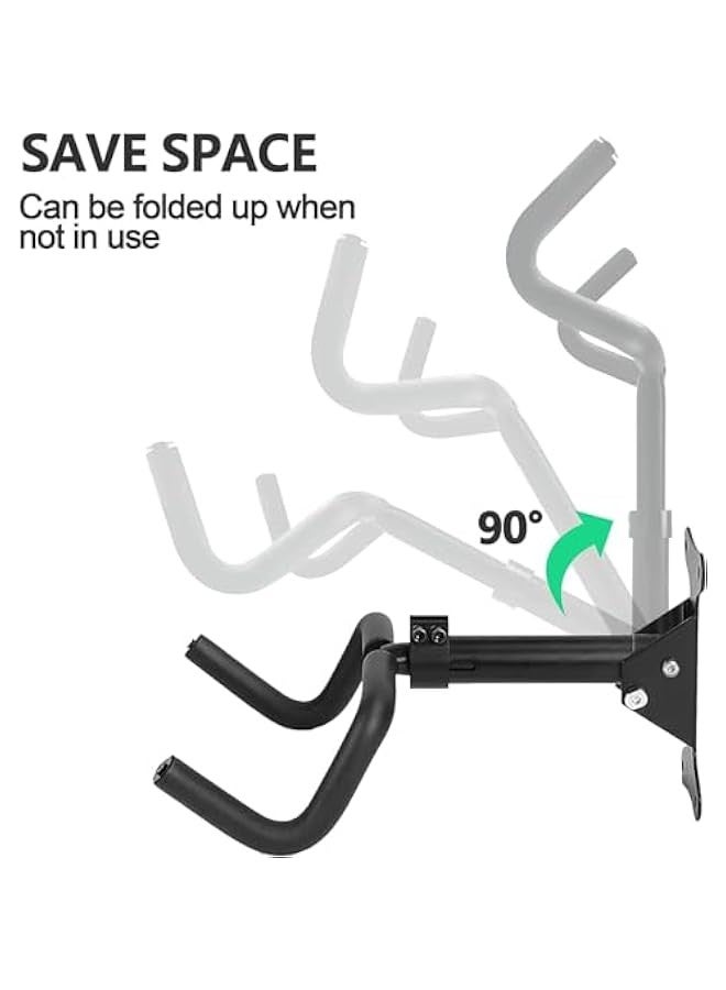 تراسل رف تخزين الدراجة قابل للطي يثبت على الحائط من هوكور، طول وزاوية 360 درجة قابل للتعديل - رف دراجة افقي للمراب والمنزل ودراجات الطرق والدراجات الجبلية والدراجات الهجينة - Image 2