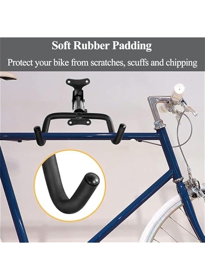 تراسل رف تخزين الدراجة قابل للطي يثبت على الحائط من هوكور، طول وزاوية 360 درجة قابل للتعديل - رف دراجة افقي للمراب والمنزل ودراجات الطرق والدراجات الجبلية والدراجات الهجينة - Image 5