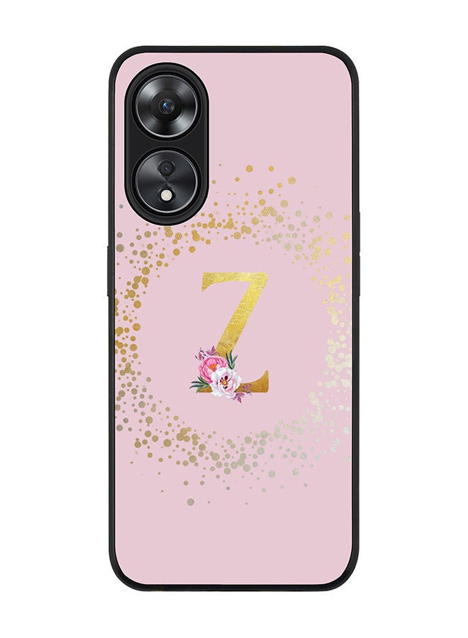 Stylizedd Rugged Black edge case for Oppo A78 5G / Oppo A58 5G Slim fit Soft Case Flexible Rubber Edges Anti Drop TPU Cover -  Custom Monogram Initial Letter Floral Pattern Alphabet - Z  (Pink ) - Image 1